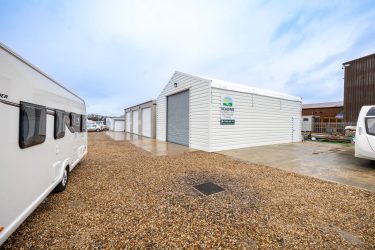 Temporary workshop structure installed by Field & lawn for Reading caravans